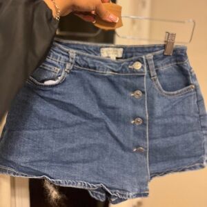 Blue Button-Up Mini Skirt